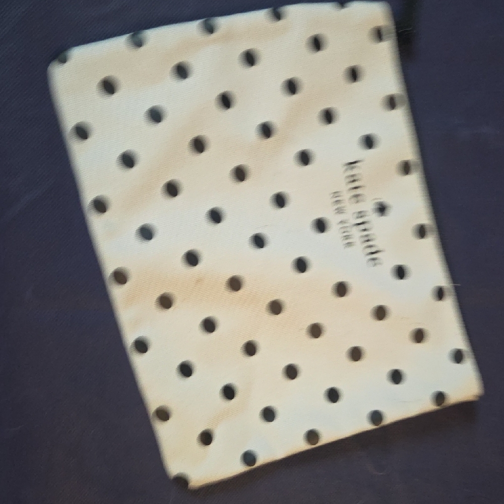 kate spade White and Black Polka Dot Zip Pouch